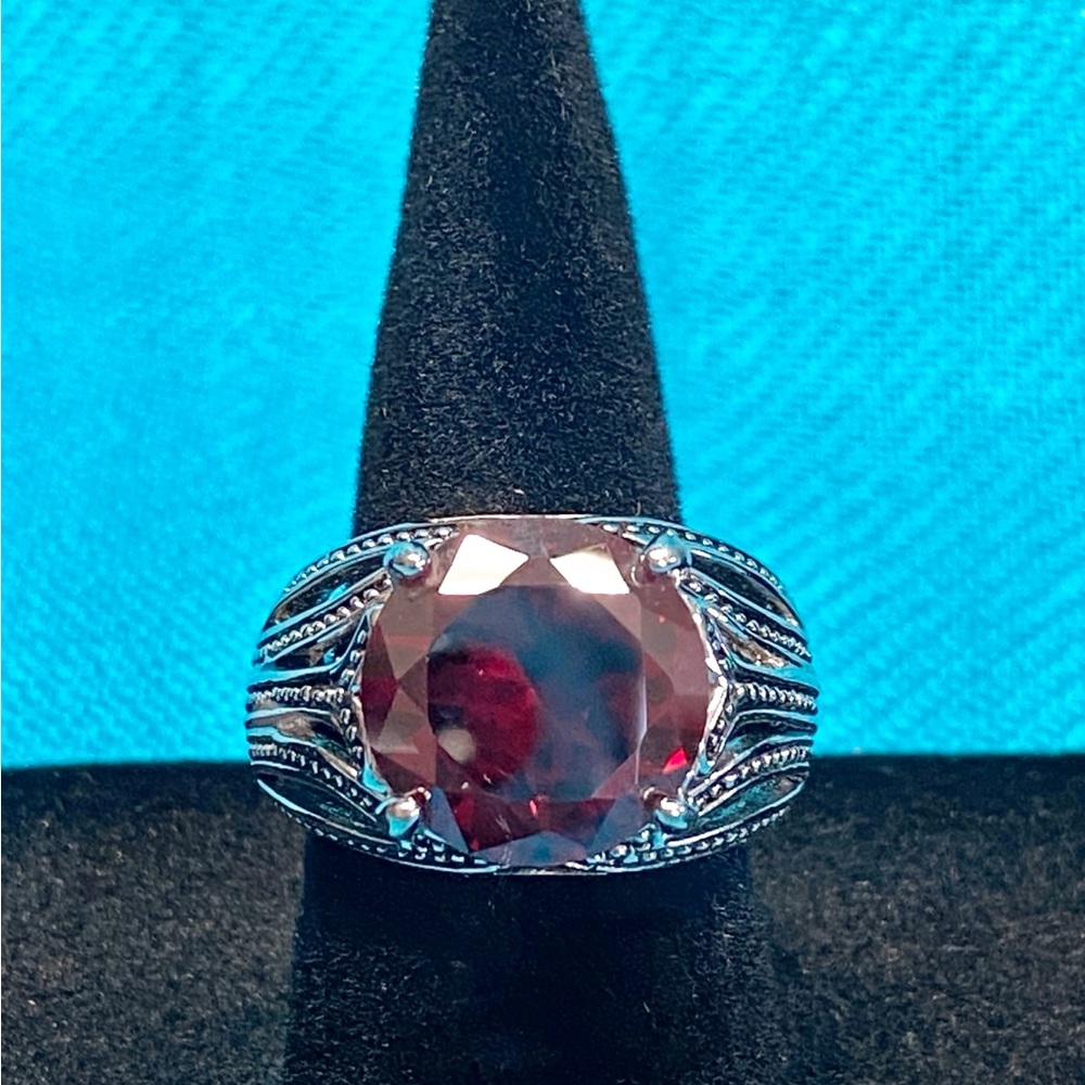 Vtg Red Garnet Statement Ring by Premier Designs, sz 7